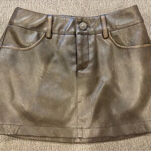 Garage Faux Leather Skort - Washed Brown XXS